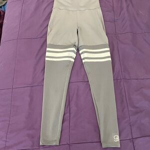 Bombshell Sportswear Gray Leggings with White Stripes